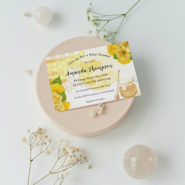 Honey with Flowers and Bee Mum to be Baby Shower Invitation (Creator Uploaded)
