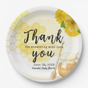 Honey with Flowers and Bee Mum to be Baby Shower Paper Plate