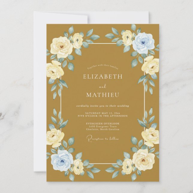 Honey Wreath Wedding Invitation (Front)