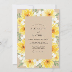 Honey Yellow Peony Wedding Invitation