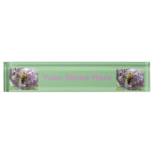 Honeybee and Buddleia Flowers Custom Nameplate