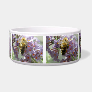 Honeybee and Buddleia Flowers Dog Bowl