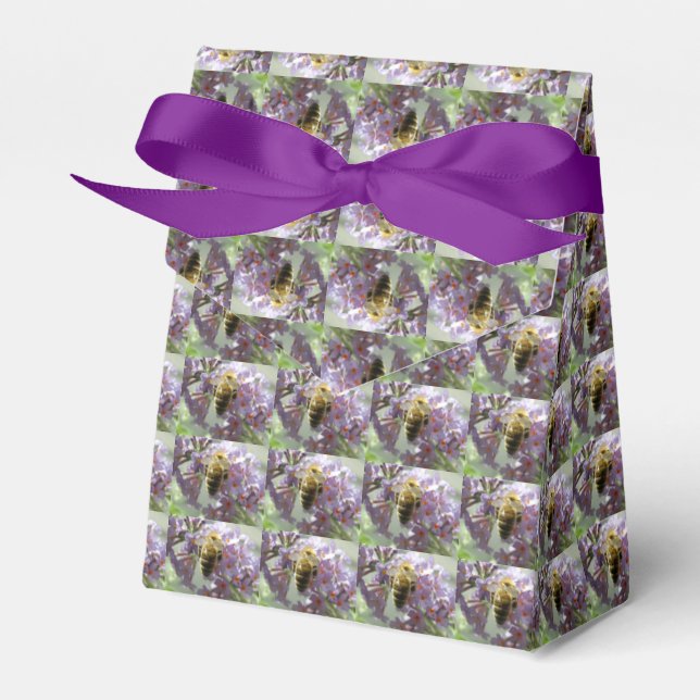 Honeybee and Buddleia Flowers Favour Box (Front Side)