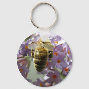 Honeybee and Buddleia Flowers Keychain
