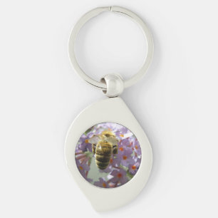 Honeybee and Buddleia Flowers Keychain