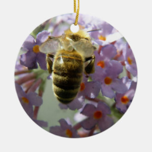Honeybee and Buddleia Flowers Ornament