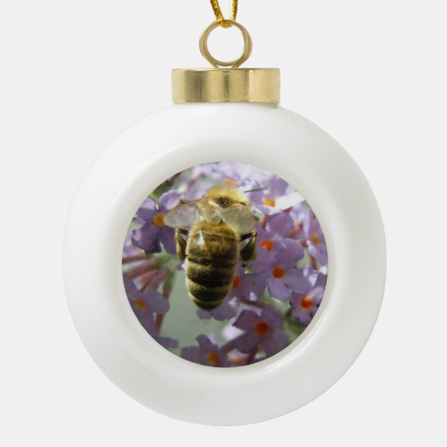 Honeybee and Buddleia Flowers Ornament (Front)