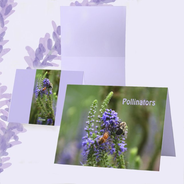 Honeybee and Bumblebee purple blank note card (Creator Uploaded)