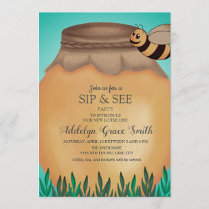 Honeybee and Honey Pot Sip See Baby Shower Invitation