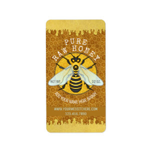 Honeybee Apiary Honey Jar Labels   Honeycomb Bee