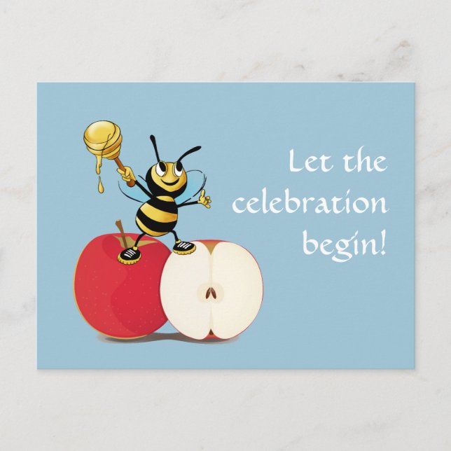 Honeybee Apple Rosh HaShana Postcard (Front)
