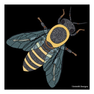 Honeybee (black) - Poster Print