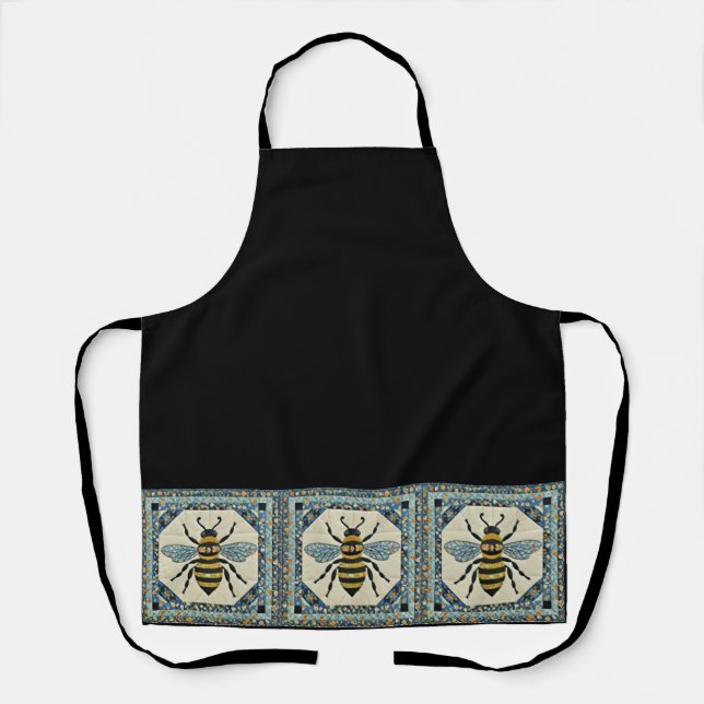 Honeybee Blue Boarder Quilt Apron (Front)