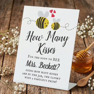 Honeybee Bridal Shower Guess The Kisses Game Pedestal Sign