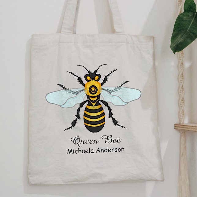 Honeybee Bumblebee Queen Bee Pretty | Custom Name Tote Bag (Creator Uploaded)