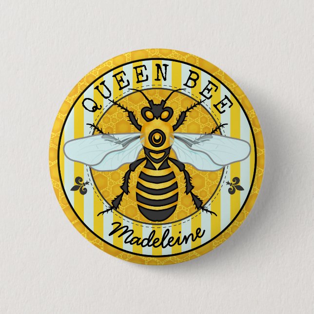 Honeybee Bumblebee Queen Bee Pretty | Personalised 6 Cm Round Badge (Front)