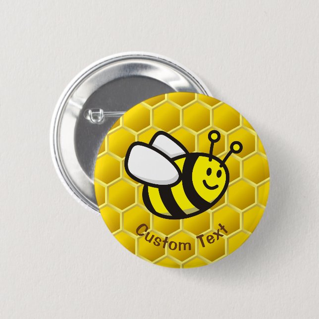 Honeybee Cartoon 6 Cm Round Badge (Front & Back)