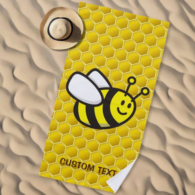 Honeybee Cartoon Beach Towel (Creator Uploaded)