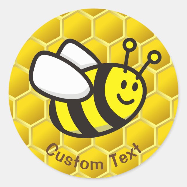 Honeybee Cartoon Classic Round Sticker (Front)