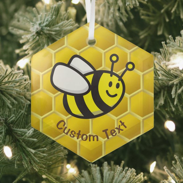 Honeybee Cartoon Glass Tree Decoration (Insitu)