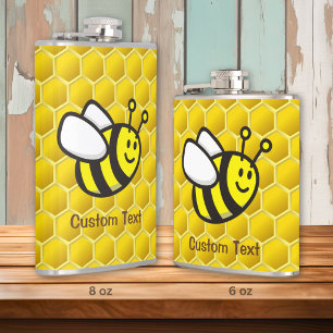 Honeybee cartoon hip flask