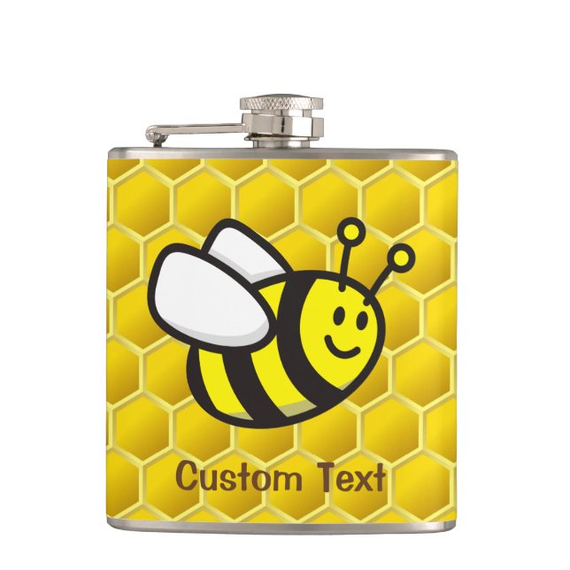 Honeybee cartoon hip flask (Front)