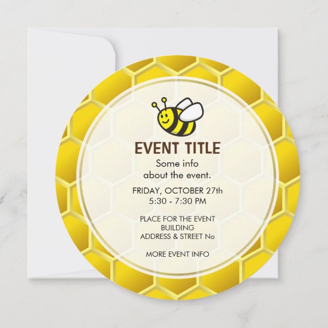 Honeybee Cartoon Invitation (Back)