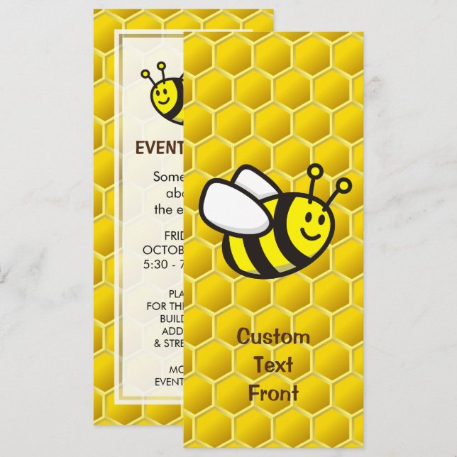 Honeybee Cartoon Invitation (Front/Back)
