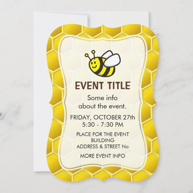 Honeybee Cartoon Invitation (Back)