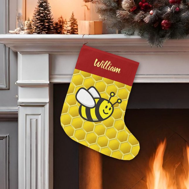 Honeybee Cartoon Large Christmas Stocking (Creator Uploaded)