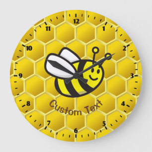 Honeybee cartoon large clock