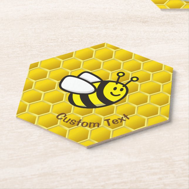 Honeybee Cartoon Paper Coaster (Angled)