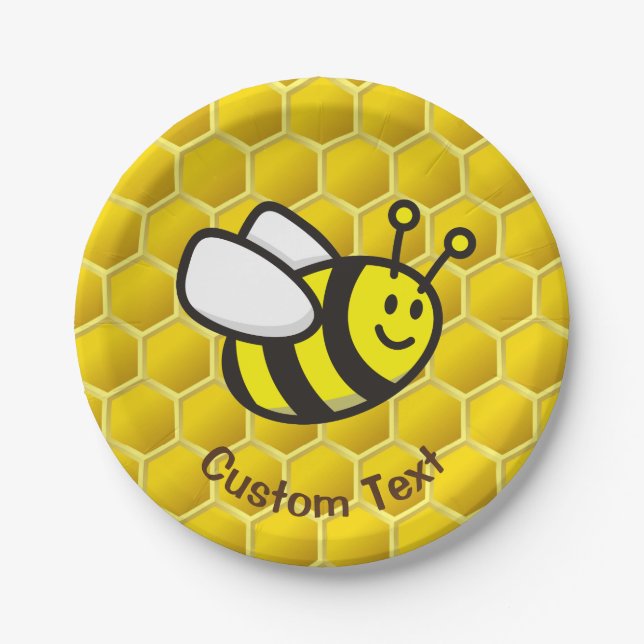 Honeybee Cartoon Paper Plate (Front)