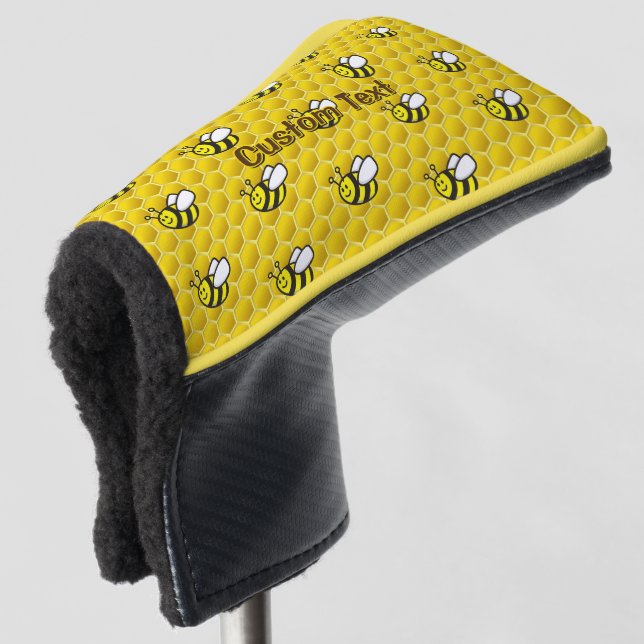 Honeybee Cartoon Pattern Golf Head Cover (3/4 Front)