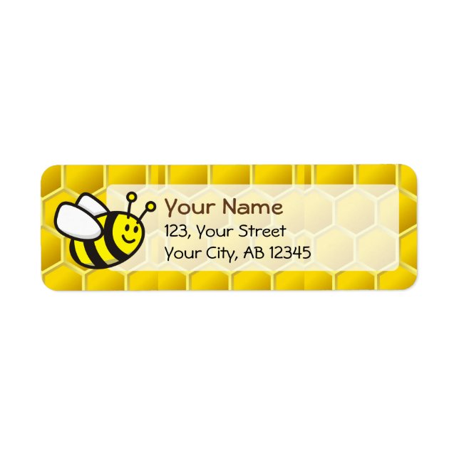 Honeybee Cartoon Return Address Label (Front)