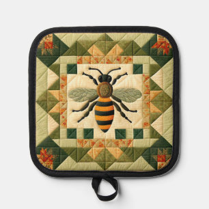 Honeybee Faux Quilt Pot Holder