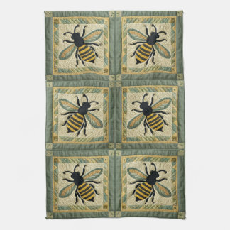 Honeybee Faux Quilt Two Tea Towel