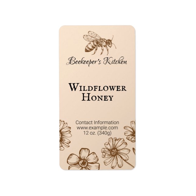 Honeybee Floral Pale Orange Honey Product Label (Front)