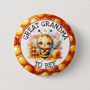 Honeybee Girl's Baby Shower Great Grandma to be 6 Cm Round Badge
