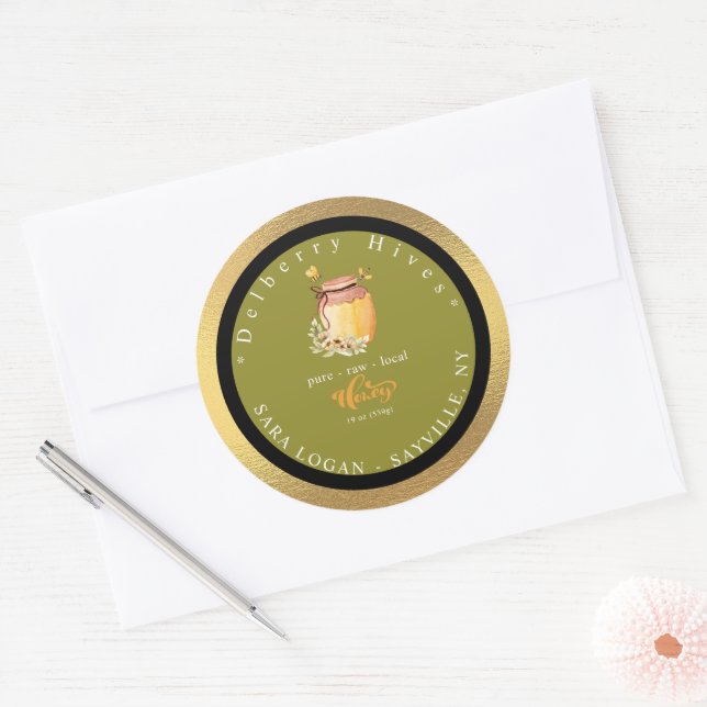 Honeybee Golden Beekeeper Round Sticker (Envelope)