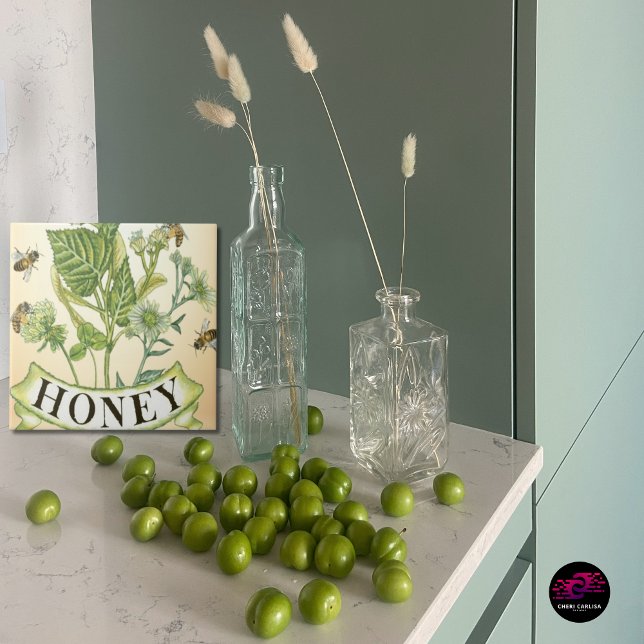 Honeybee Haven Ceramic Tile (Antique botanical charm, reimagined in heirloom ceramic.)