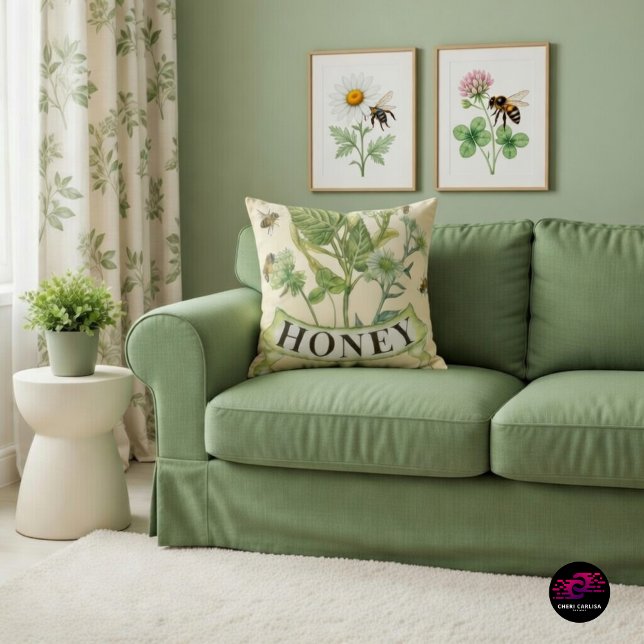 Honeybee Haven Cushion (A curated touch of vintage nature for refined interiors.)