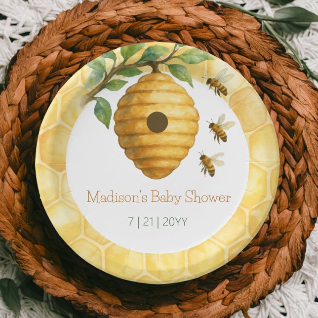 Honeybee Hive Baby Shower Paper Plate (Honeybee Hive Baby Shower Paper Plates)