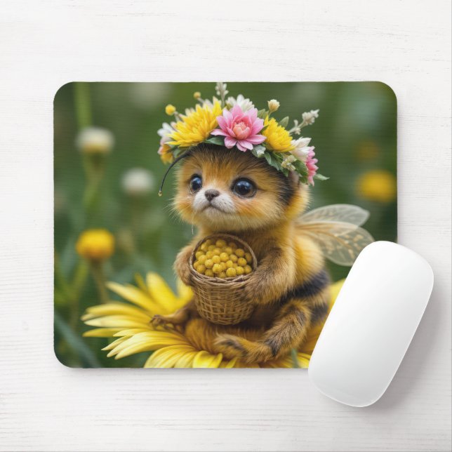 Honeybee Holding a Basket of Pollen Mouse Pad (With Mouse)