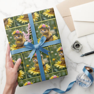 Honeybee Holding a Basket of Pollen Wrapping Paper