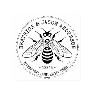 Honeybee Honey Bee Family Name Return Address Rubber Stamp