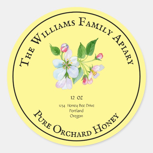Honeybee Honey Jar Apiary Label |  Orchard Honey (Front)
