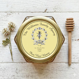 Honeybee Honey Jar Apiary Label | Pure Raw Honey