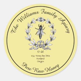 Honeybee Honey Jar Apiary Label | Pure Raw Honey