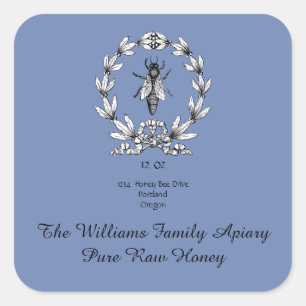 Honeybee Honey Jar Apiary Label   Pure Raw Honey